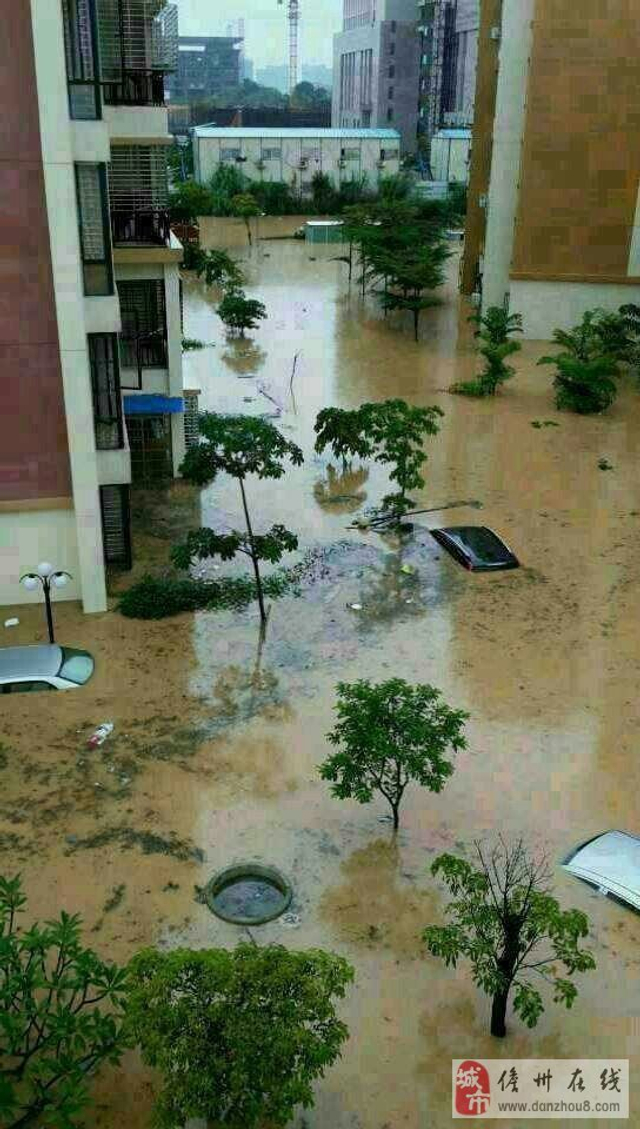 海南儋州大暴雨 一小区出现严重积水