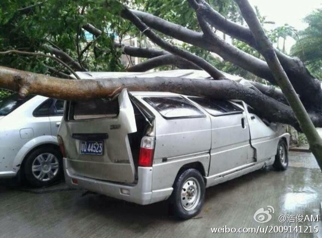 强台风登陆前广东阳江大风吹翻车辆