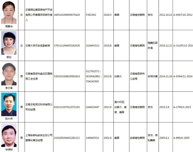 中国发布红色通缉令缉拿百名外逃人员