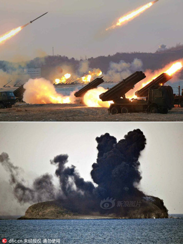 金正恩指导朝鲜炮兵大规模军事演习