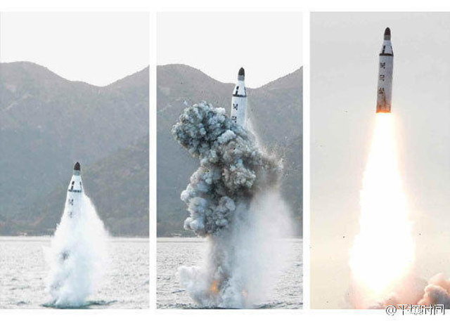 朝成功发射潜射弹道导弹现场 金正恩指导