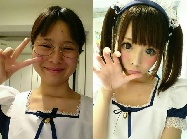 女子靠神化妆变身美少女爆红 卸妆后惊人