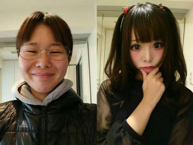 女子靠神化妆变身美少女爆红 卸妆后惊人