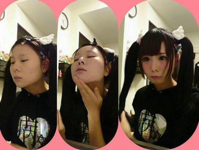 女子靠神化妆变身美少女爆红 卸妆后惊人