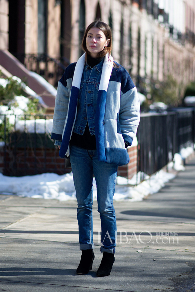 时尚达人领衔臃肿羽绒服也可以时髦不土气