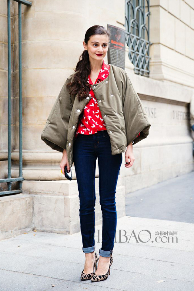 时尚达人领衔臃肿羽绒服也可以时髦不土气