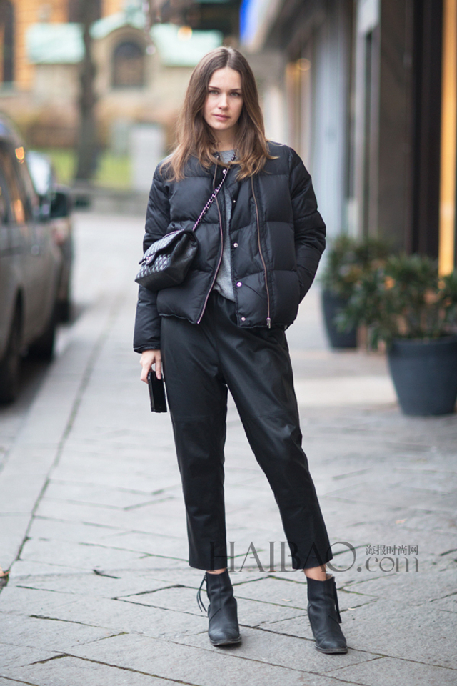 时尚达人领衔臃肿羽绒服也可以时髦不土气