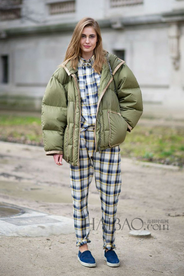 时尚达人领衔臃肿羽绒服也可以时髦不土气