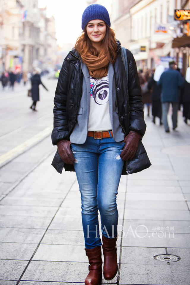 时尚达人领衔臃肿羽绒服也可以时髦不土气