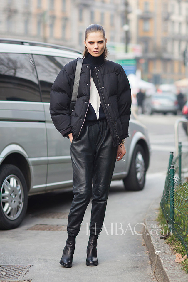 时尚达人领衔臃肿羽绒服也可以时髦不土气