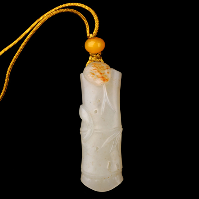 3竹子 材质：新疆和田玉籽料白玉