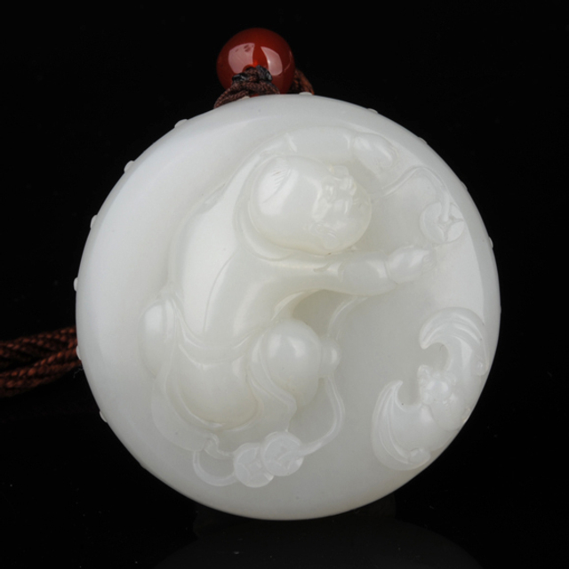 40招财纳福 材质：新疆和田玉籽料白玉