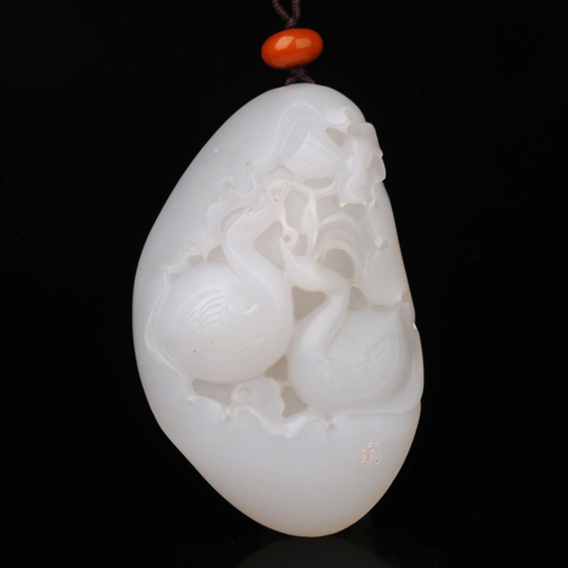 49 一路连科　材质：新疆和田玉籽料白玉　