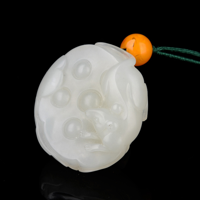 79连生贵子 材质：新疆和田玉籽料白玉 无底价