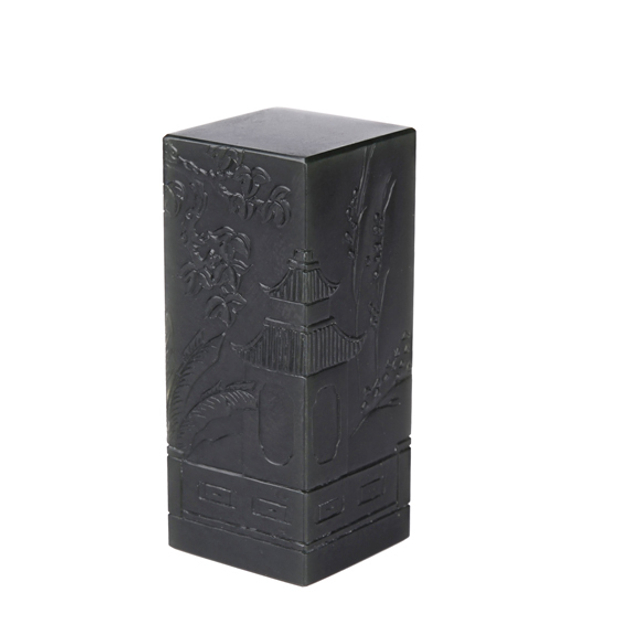 100月下溪流 新疆和田玉籽料墨玉 无底价