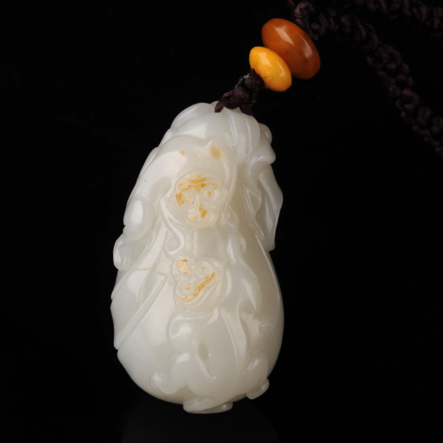 106代代封侯 材质：新疆和田玉籽料白玉