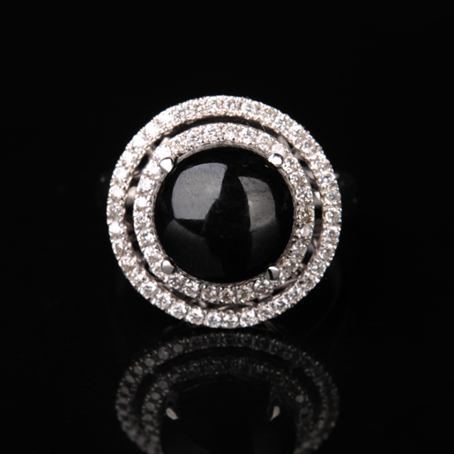 109　墨玉镶金戒指 新疆和田玉籽料墨玉　