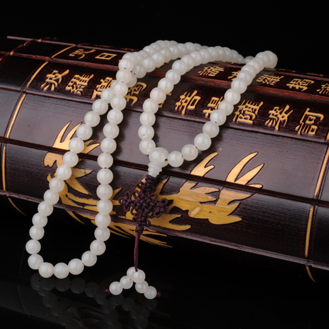 119 圆形佛珠 新疆和田玉籽料108粒