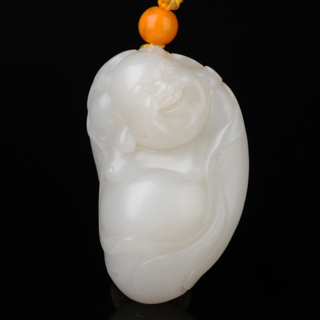 126　弥勒佛把件（带皮 新疆和田玉籽料
