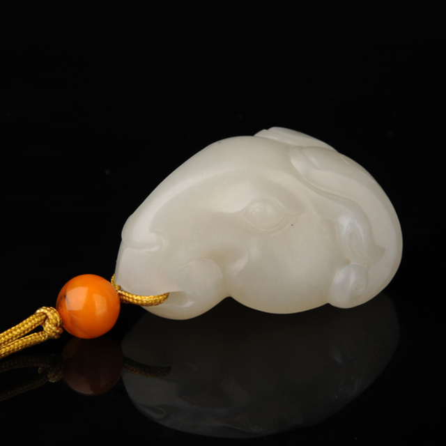 140　羊头　材质：新疆和田玉籽料白玉