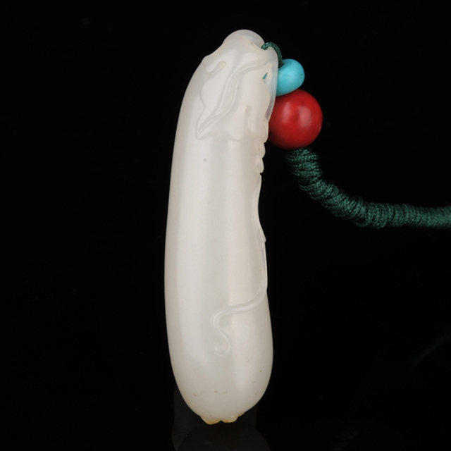 166丝瓜 材质：新疆和田玉籽料白玉