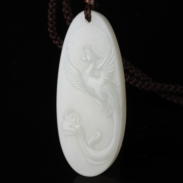 195丹凤朝阳　材质：新疆和田玉籽料白玉