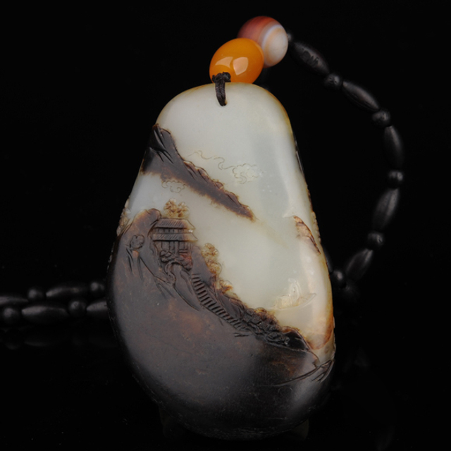 199　朝辞白帝　材质：新疆和田玉籽料白玉