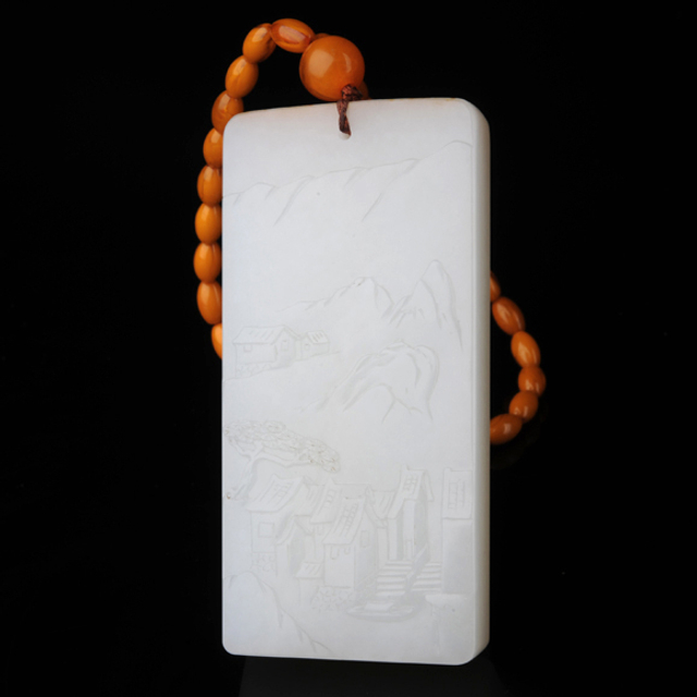 149江南一景 张敏涛 朱跃真 和田玉籽料白玉　