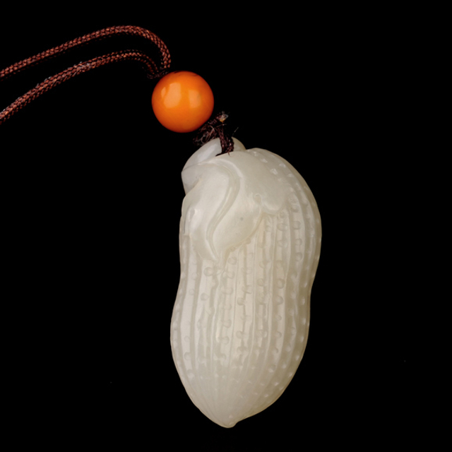 224花生 材质：新疆和田玉籽料白玉  无底价