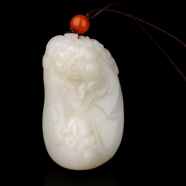 251财神 材质：新疆和田玉籽料白玉 无底价