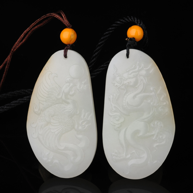 209 龙凤对牌 和田玉籽料白玉  RMB50,000