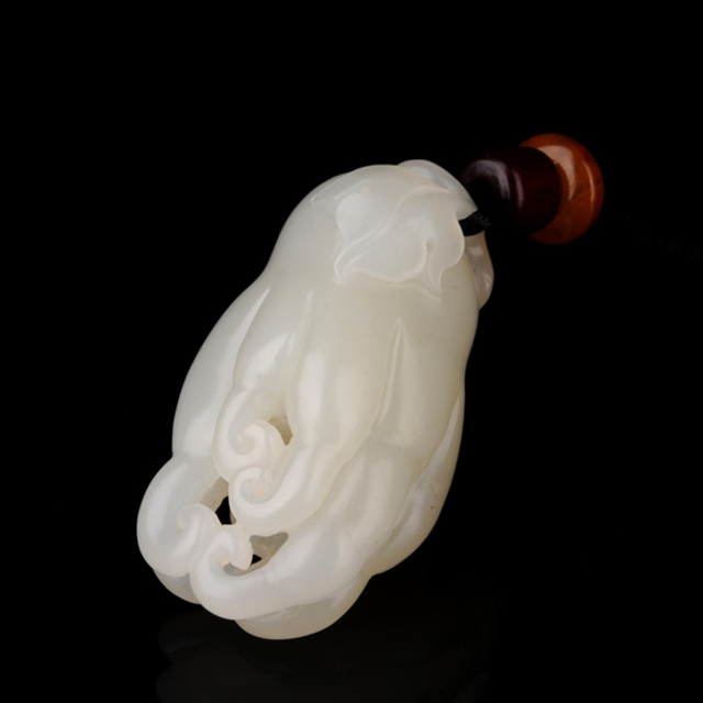 232佛手 和田玉籽料白玉 重量：25.7g 无底价