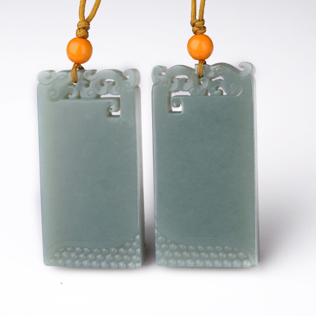 258 龙凤对牌　 新疆和田玉籽料青玉50,000