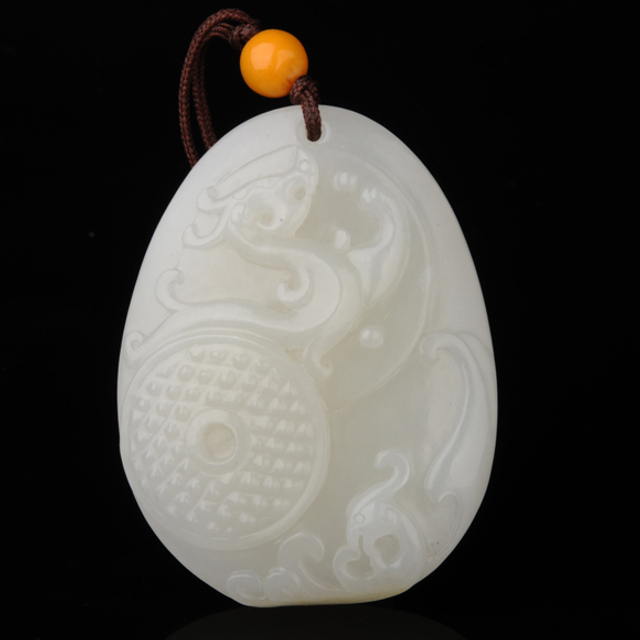 279龙凤呈祥 和田玉籽料白玉 RMB：30,000