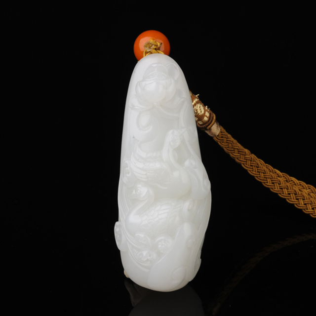 299鹅如意  和田玉籽料白玉 RMB：90,000