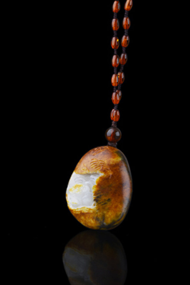 5001 枣红皮籽料花开富贵挂件