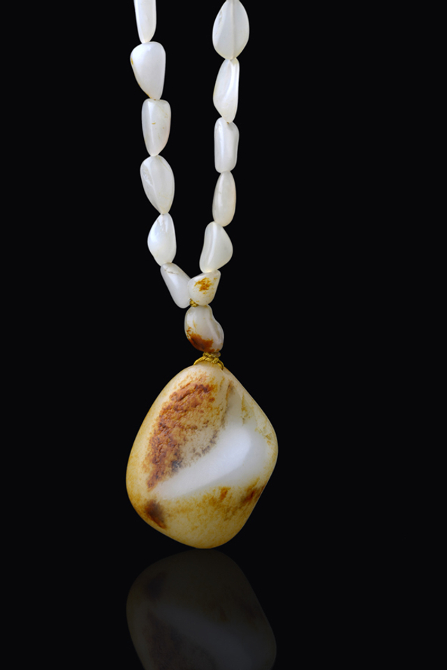 5099 籽料羊脂玉原石项链