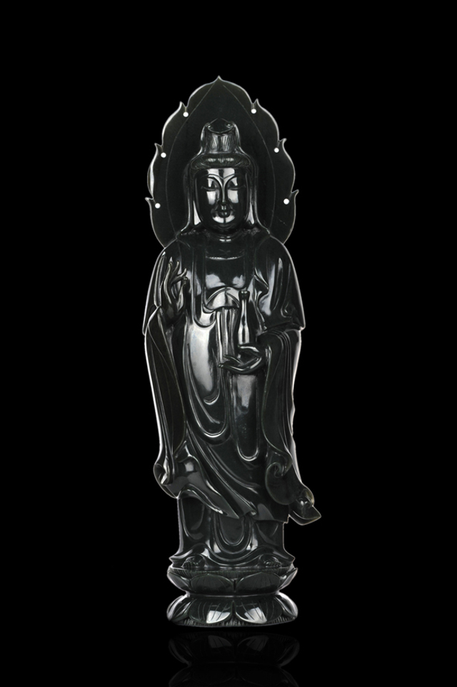 5236 青玉籽料站观音摆件