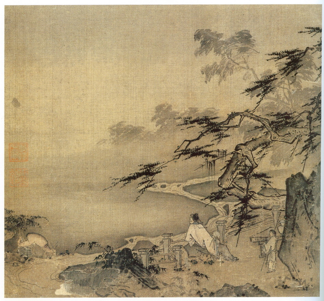 马远  松溪观鹿图  克利夫兰美术馆