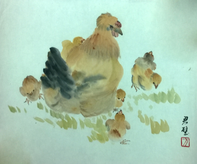合家欢 纸本设色 33.5x39cm