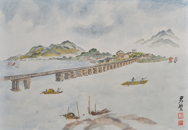 长桥_纸本设色_42x61cm