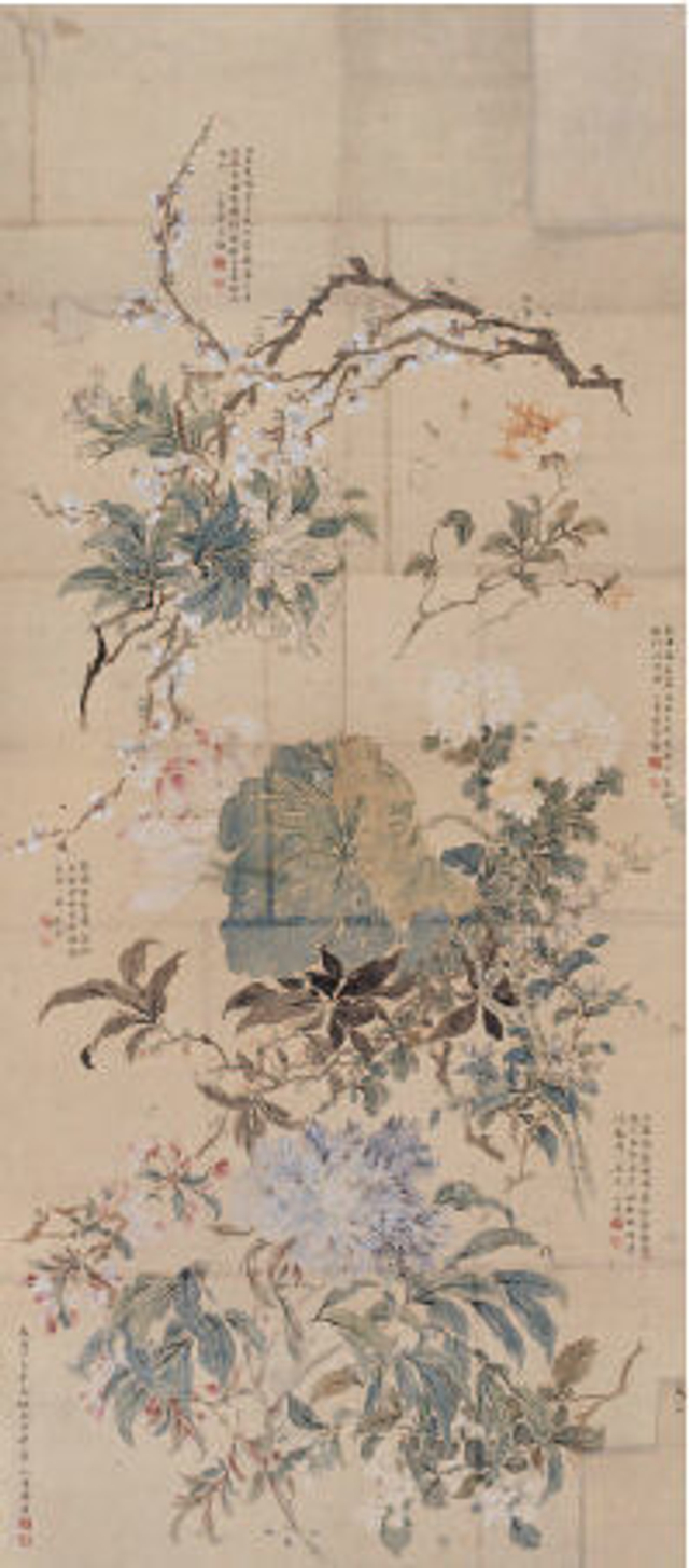百花齐放 立轴 设色纸本