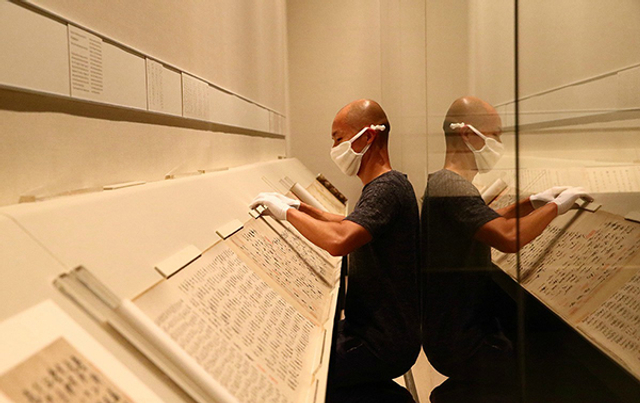 北京故宫博物院“石渠宝笈特展”布展现场