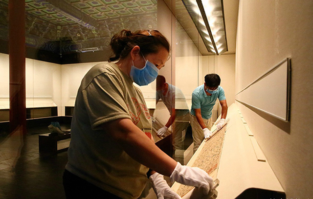 北京故宫博物院“石渠宝笈特展”布展现场