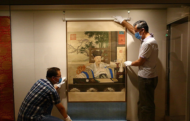 北京故宫博物院“石渠宝笈特展”布展现场