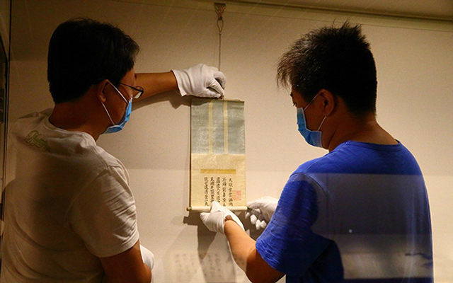 北京故宫博物院“石渠宝笈特展”布展现场