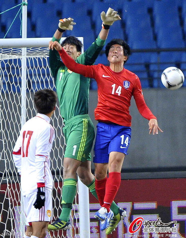 守门员颜俊凌被对方前锋侵犯
