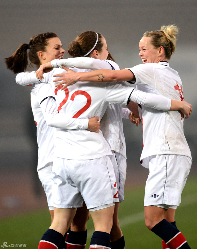 挪威女足球员庆祝得分