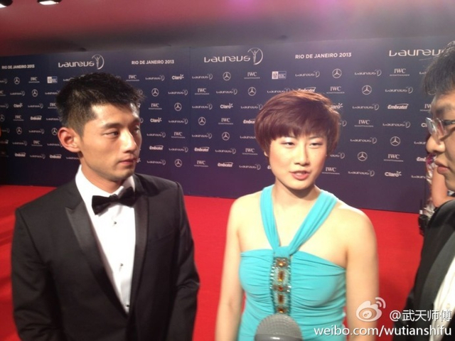 乒球金童玉女接受采访