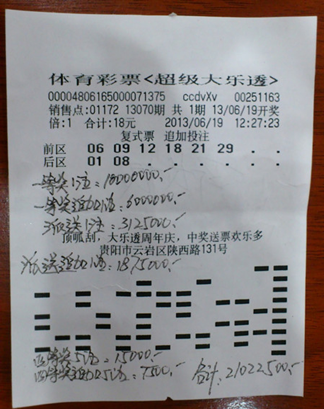 中奖彩票